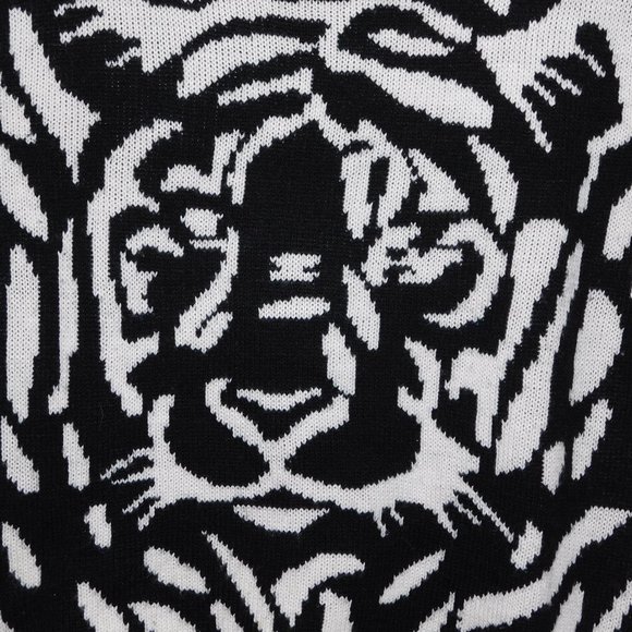 Le Temps Des Cerises Womens S Black White Tiger 3/4 Sleeve Knit pullover Sweater - Picture 3 of 7